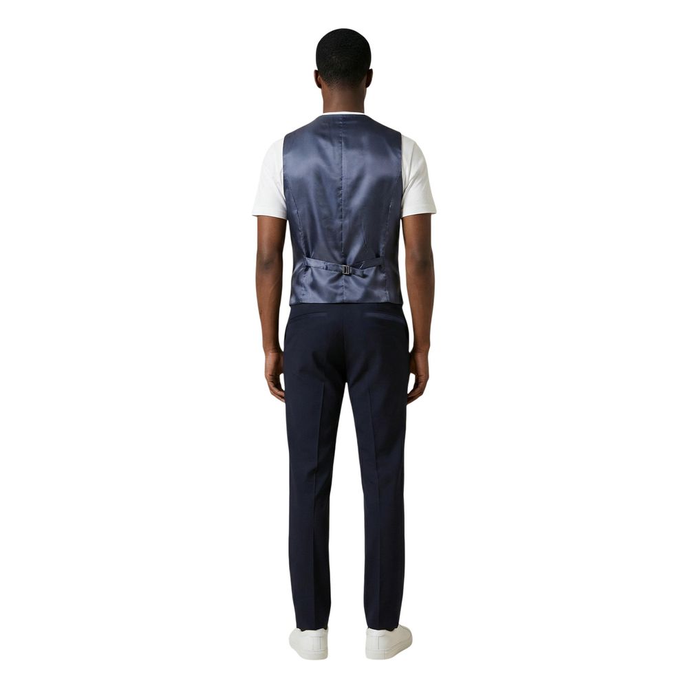Mulish Blue Polyester Three-Piece Suit