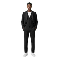 Mulish Black Polyester Three-Piece Suit