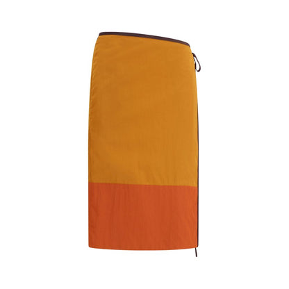 Saint Laurent Orange Nylon Midi Skirt