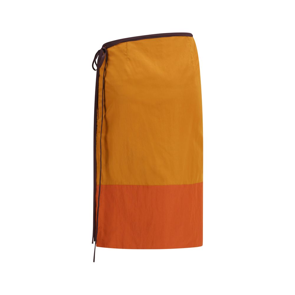Gonna Midi Saint Laurent Arancione in Nylon