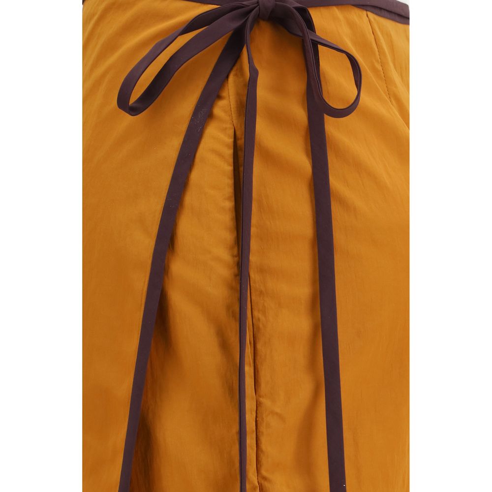 Gonna Midi Saint Laurent Arancione in Nylon