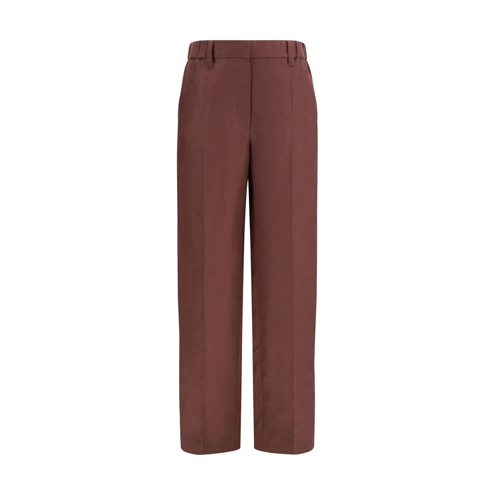 Brunello Cucinelli Pantaloni Casual Marroni in Lino