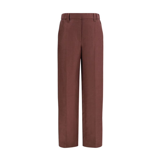 Brunello Cucinelli Pantaloni Casual Marroni in Lino