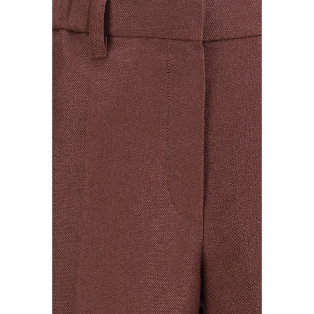 Brunello Cucinelli Pantaloni Casual Marroni in Lino