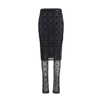 Marine Serre Black Recycled Polyamide Midi Skirt