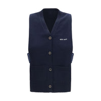 Miu Miu Blue Cashmere Sleeveles Sweater