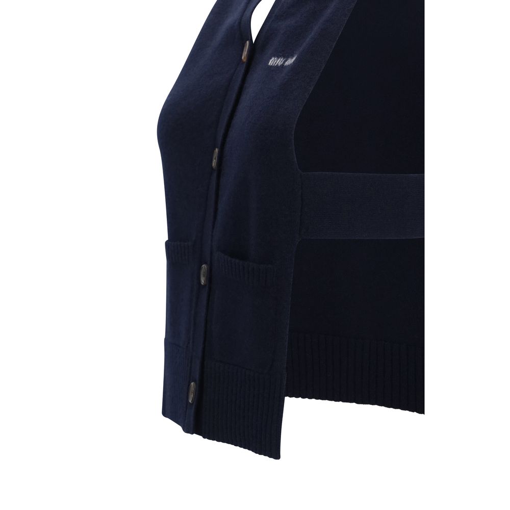 Miu Miu Maglione Senza Maniche in Cashmere Blu