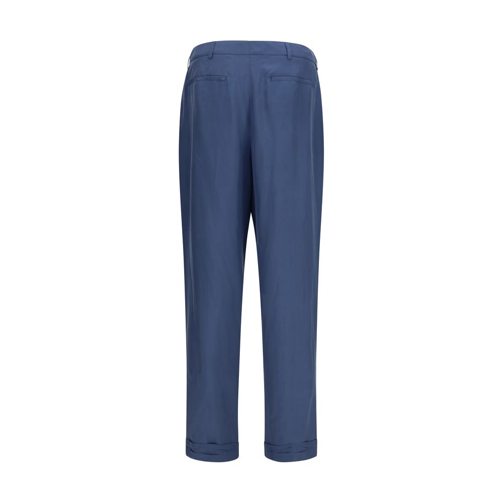 Pantaloni sartoriali blu in seta Saint Laurent