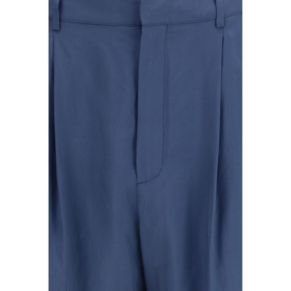 Pantaloni sartoriali blu in seta Saint Laurent