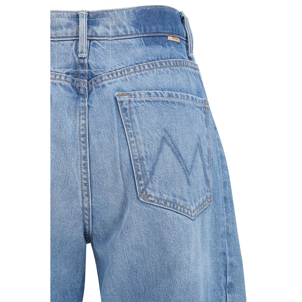 Mother Denim Jean court en coton bleu