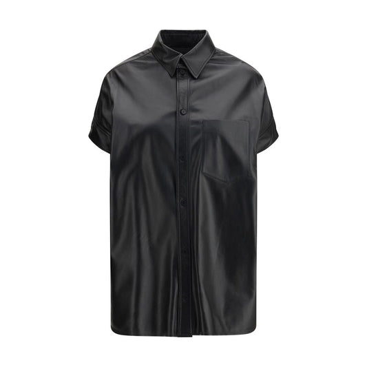 Camicia a maniche corte Balenciaga nera in agnello ovis aries