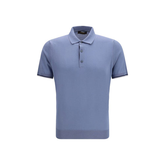 Polo MooRER blu in cotone
