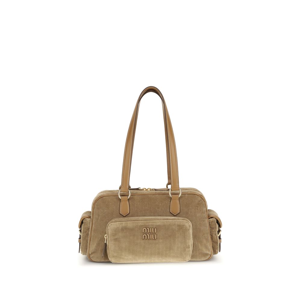Borsa a tracolla Miu Miu in cotone beige