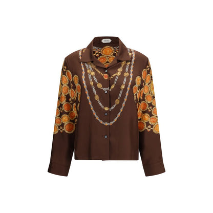 Versace Brown Fabric Pattern Shirt