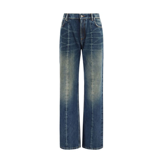 Jeans dritti Versace Blue Cotton