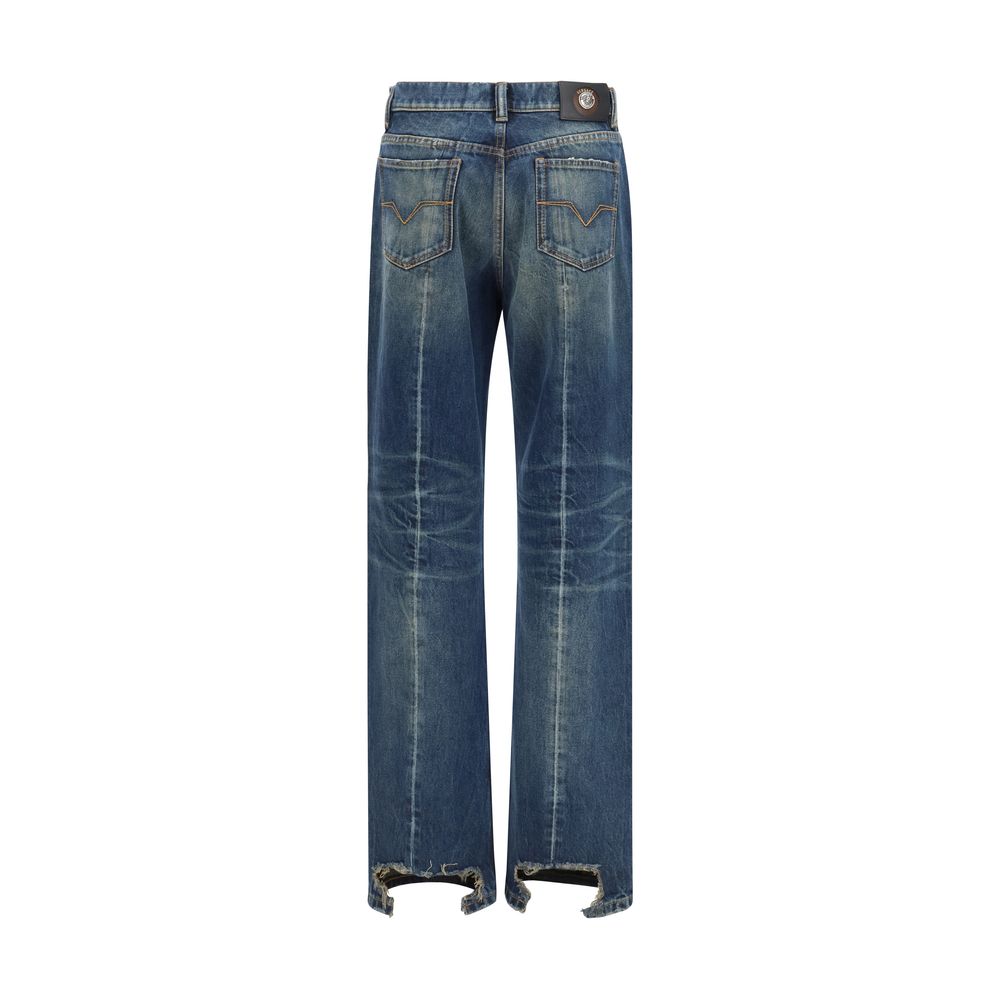 Jean droit en coton bleu Versace