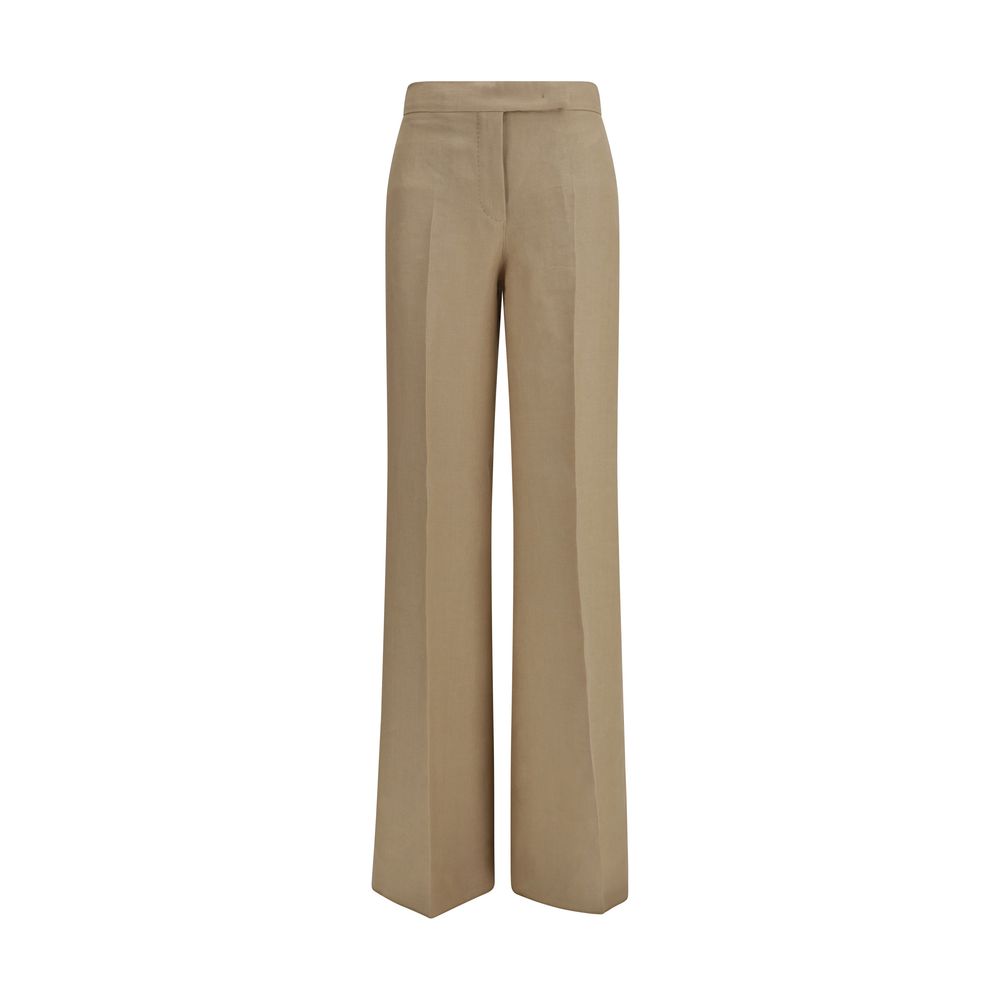 Max Mara Pantaloni Casual di Lino Beige