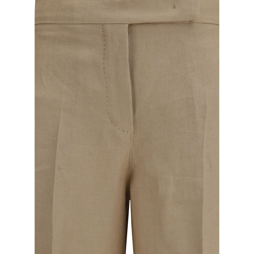 Max Mara Pantaloni Casual di Lino Beige