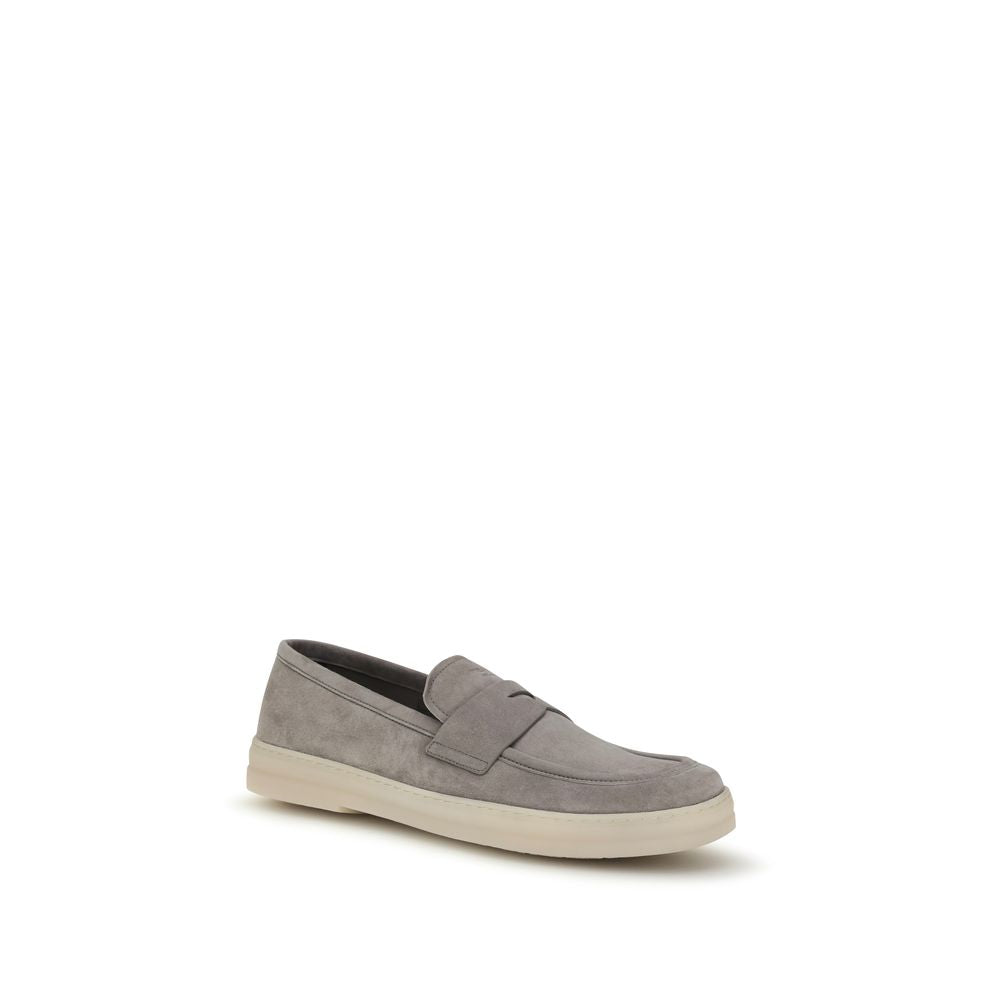 Mocassins à enfiler Prada en cuir de veau gris Bos Taurus
