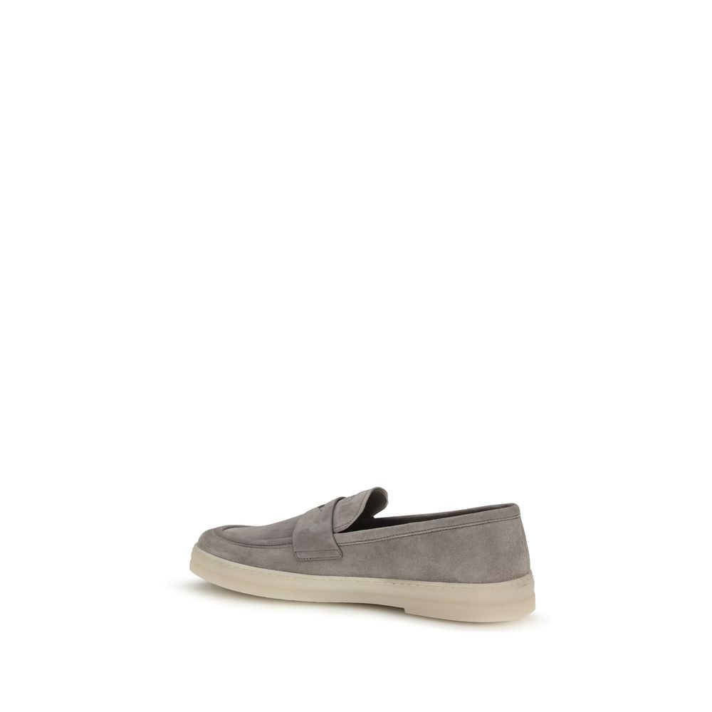 Mocassins à enfiler Prada en cuir de veau gris Bos Taurus