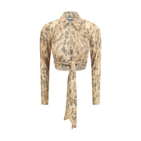Camicia Ganni in Poliestere Riciclato Beige
