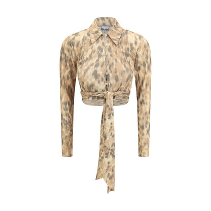 Camicia Ganni in Poliestere Riciclato Beige
