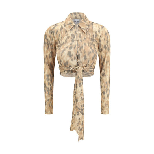 Camicia Ganni in Poliestere Riciclato Beige