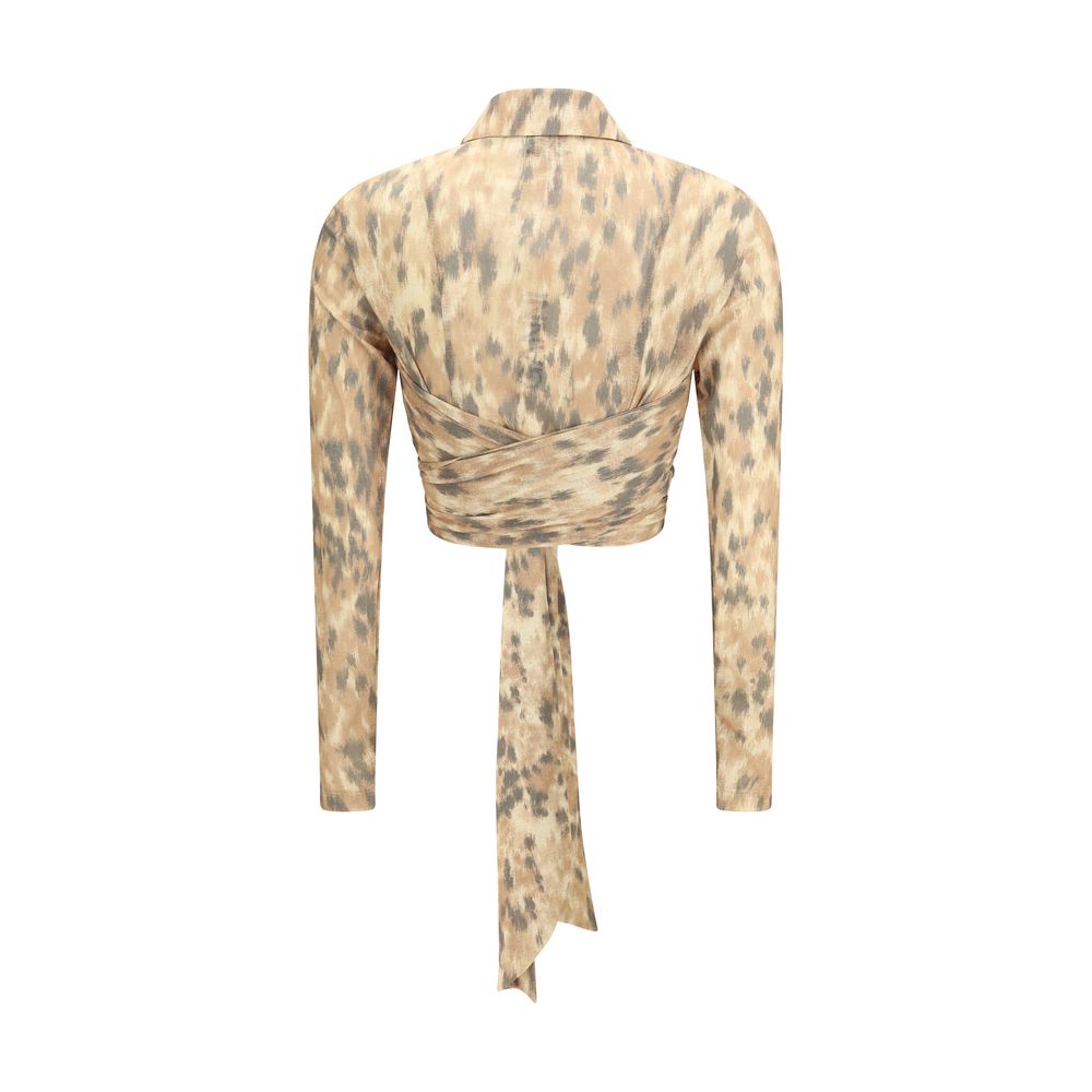 Blouse Ganni en polyester recyclé beige