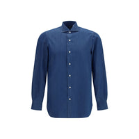 Finamore Blue Cotton Shirt