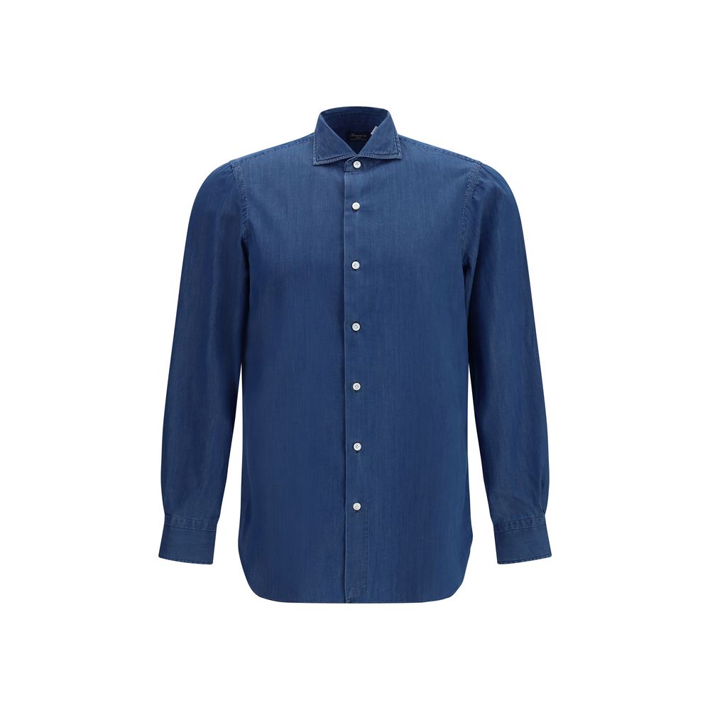 Chemise Finamore en coton bleu