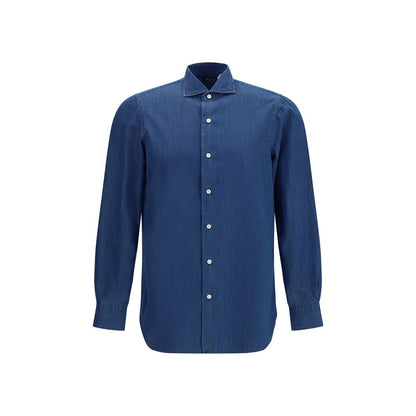 Finamore Blue Cotton Shirt