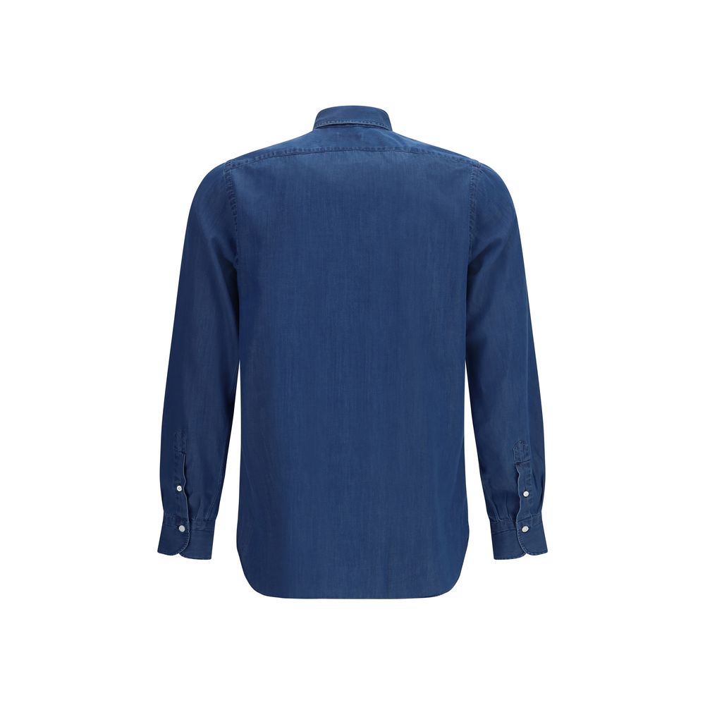 Finamore Blue Cotton Shirt