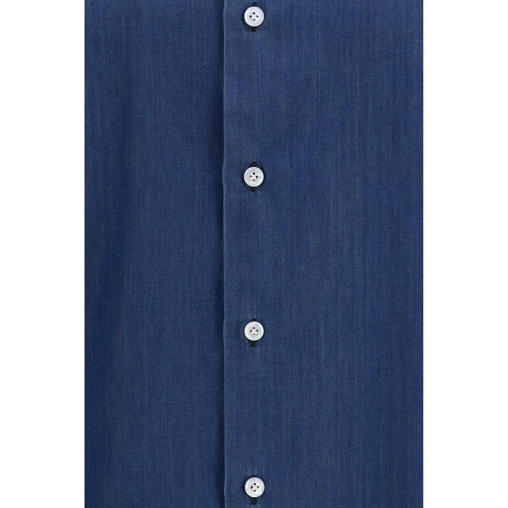 Finamore Blue Cotton Shirt