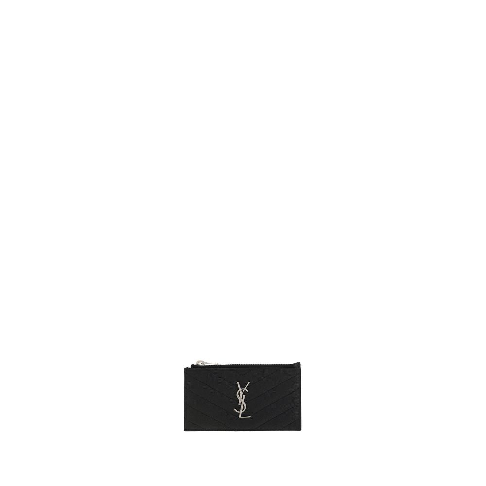 Portefeuille Saint Laurent en Cuir de Veau Noir Bos Taurus