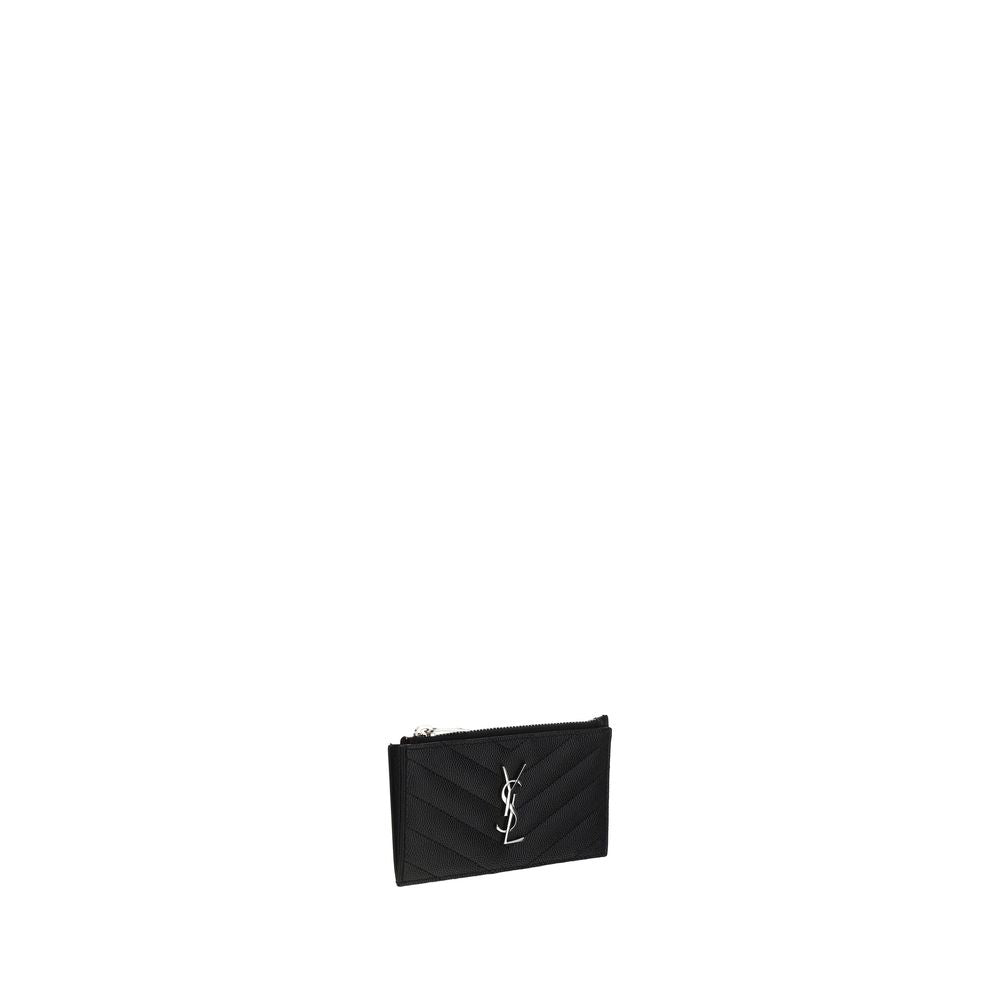 Portefeuille Saint Laurent en Cuir de Veau Noir Bos Taurus