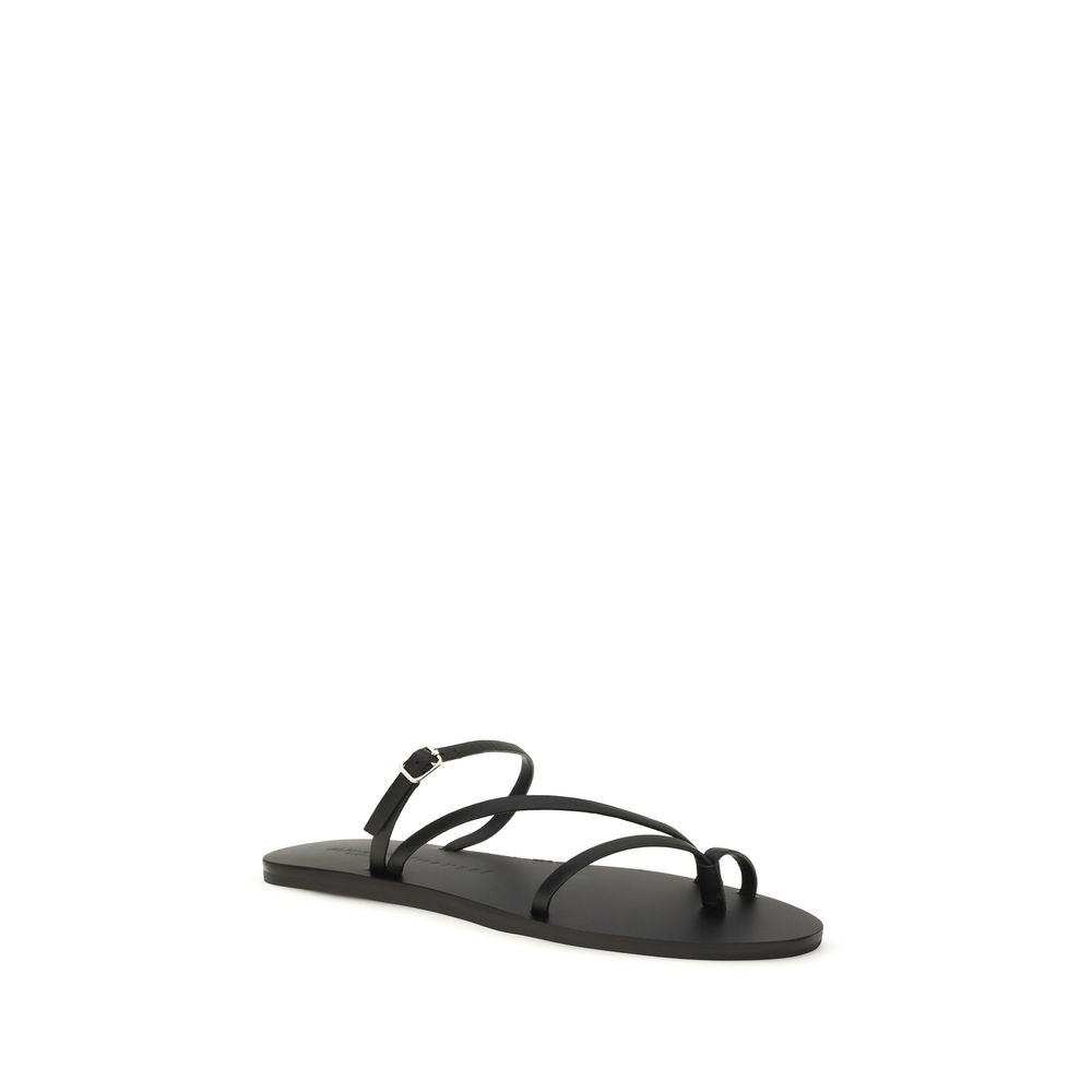 Sandales plates Manebi en cuir de veau noir Bos Taurus