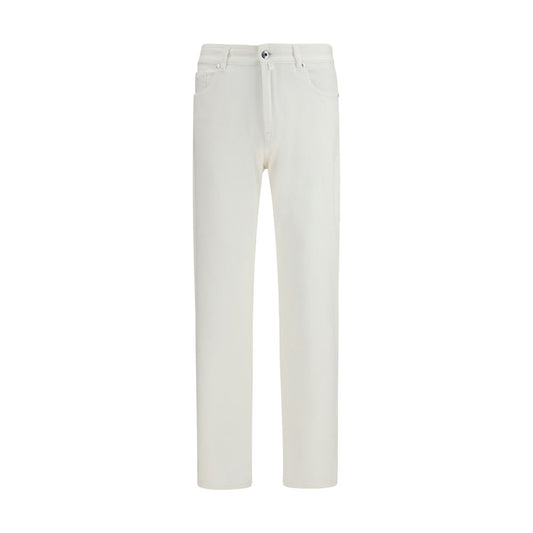 MooRER Jeans Gamba Dritta in Cotone Bianco