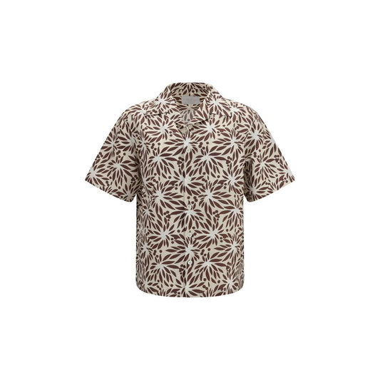 Camicia fantasia in cotone marrone Prada