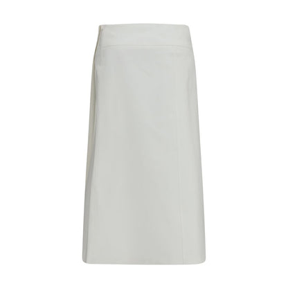 RIER White Cotton Midi Skirt
