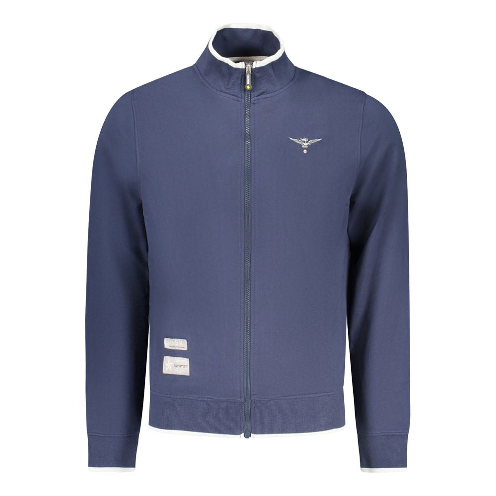Felpa da uomo in cotone blu con stemma dell'Accademia Militare
