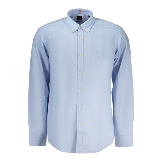 Camicia da uomo Hugo Boss Azzurro in cotone