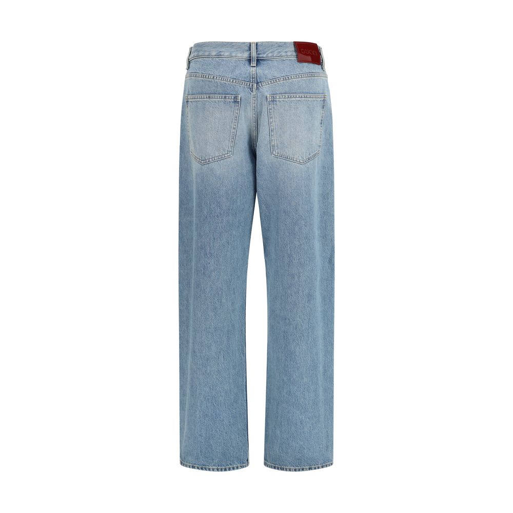 Jeans droits en coton bleu Gucci