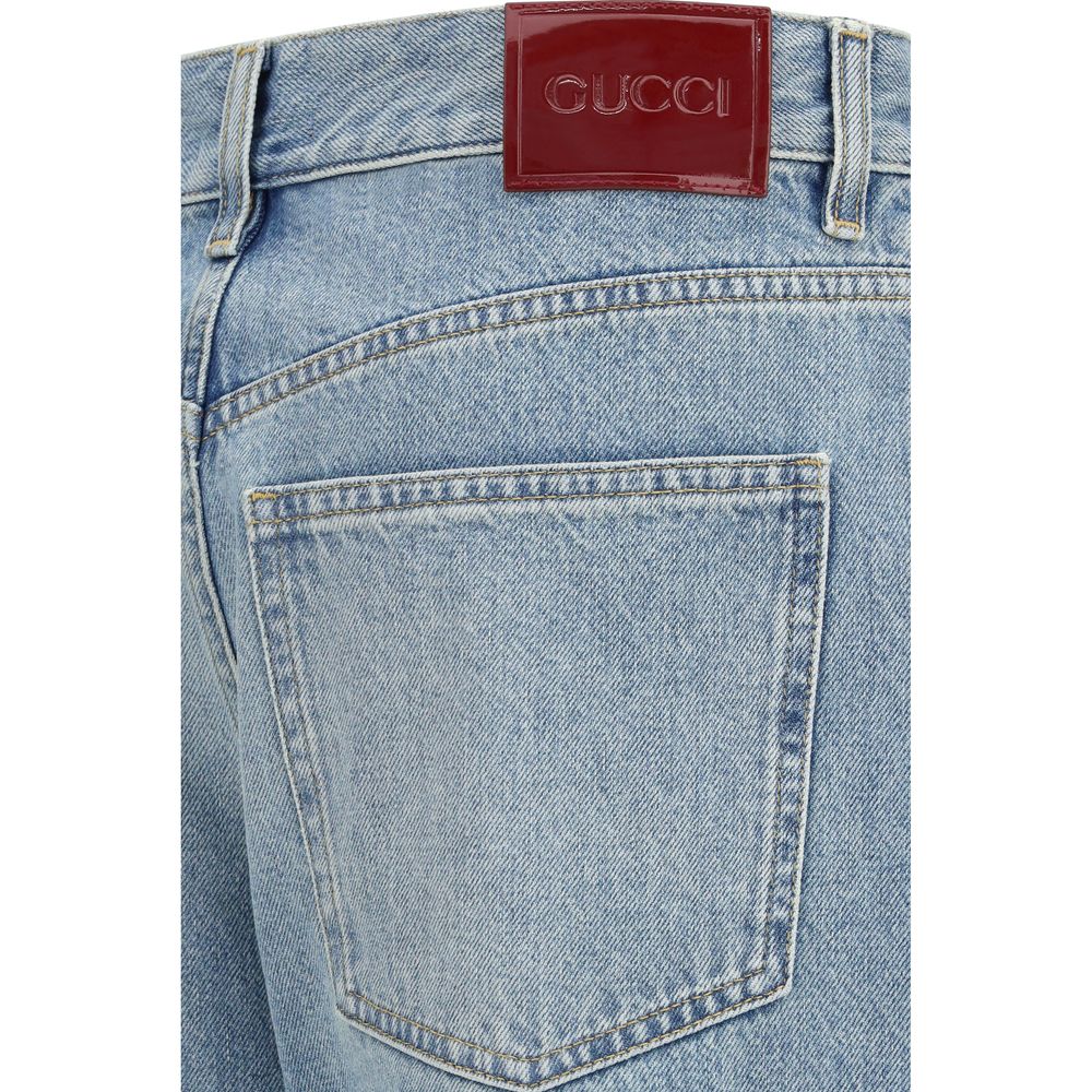 Jeans droits en coton bleu Gucci