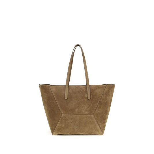 Sac porté épaule Brunello Cucinelli en cuir de veau beige Bos Taurus