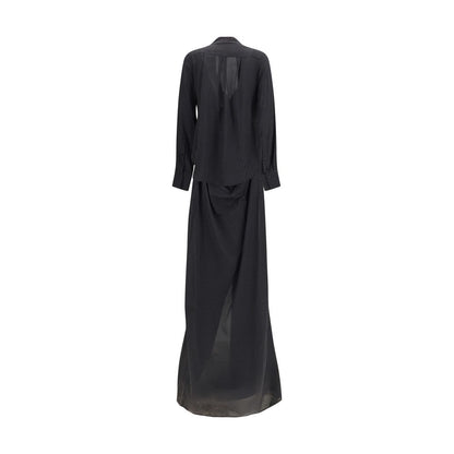 SA SU PHI Black Silk Long Dress