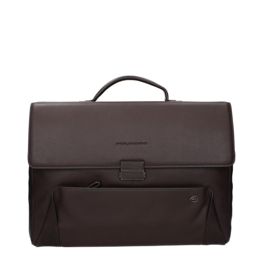 Piquadro Borsa Da Lavoro E Per Laptop In Pelle Marrone