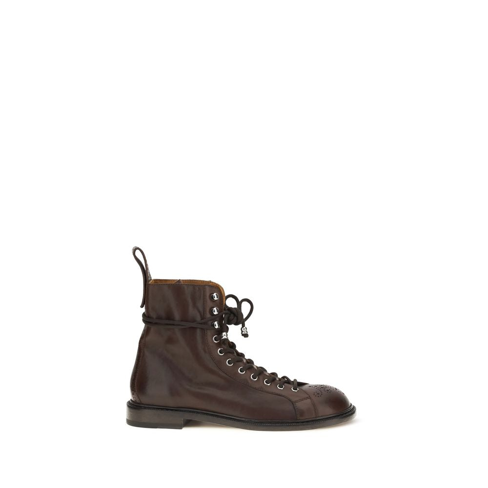 Bottes à lacets Versace en cuir de veau marron Bos Taurus