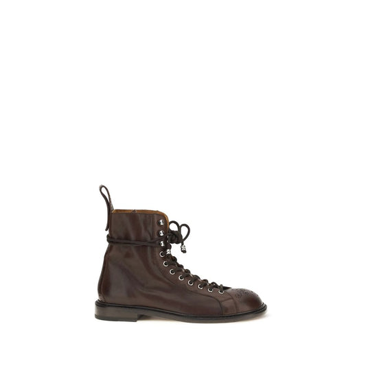 Versace Stivali stringati in pelle di vitello marrone Bos Taurus