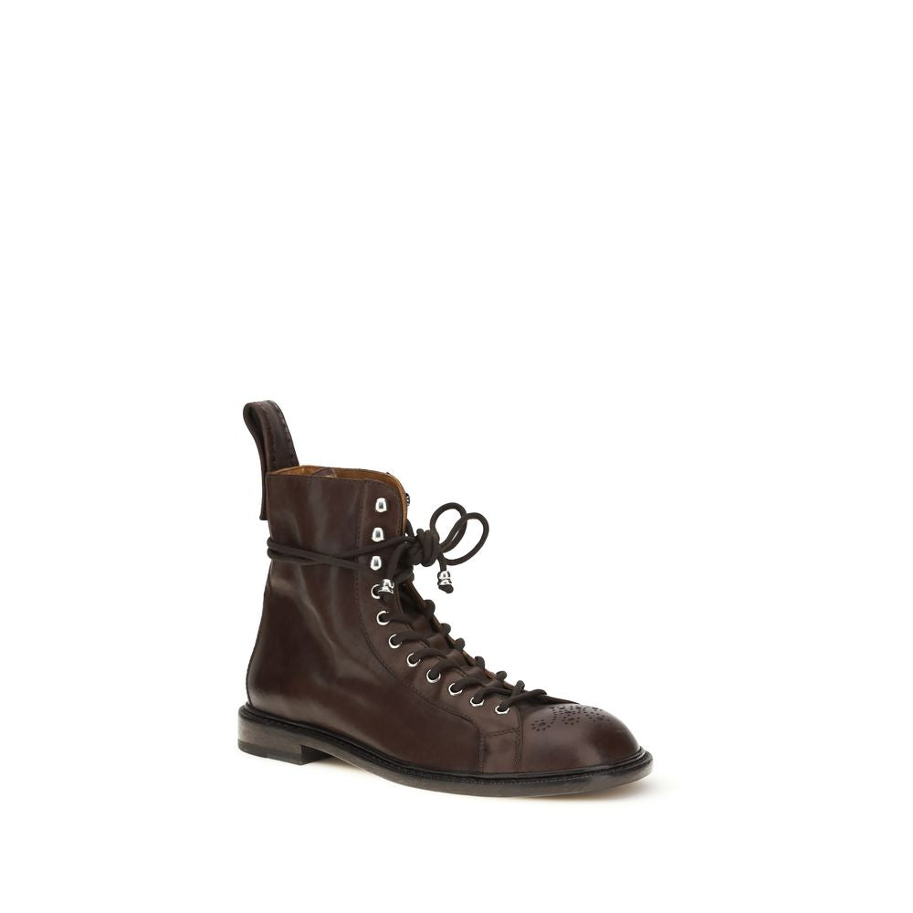 Bottes à lacets Versace en cuir de veau marron Bos Taurus