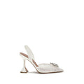 Sandali con tacco a stiletto in cotone bianco Amina Muaddi